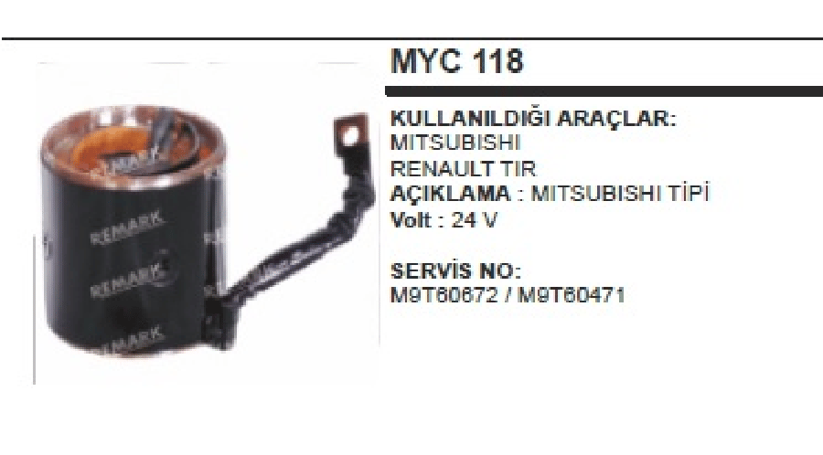MARS YASTIGI+GOVDESI 24V MITSRENO TIR/ KARGO CAP:90mm ORTA BOY:85mm BOY:94mm KOMUR OLCULERI: 8mmX30