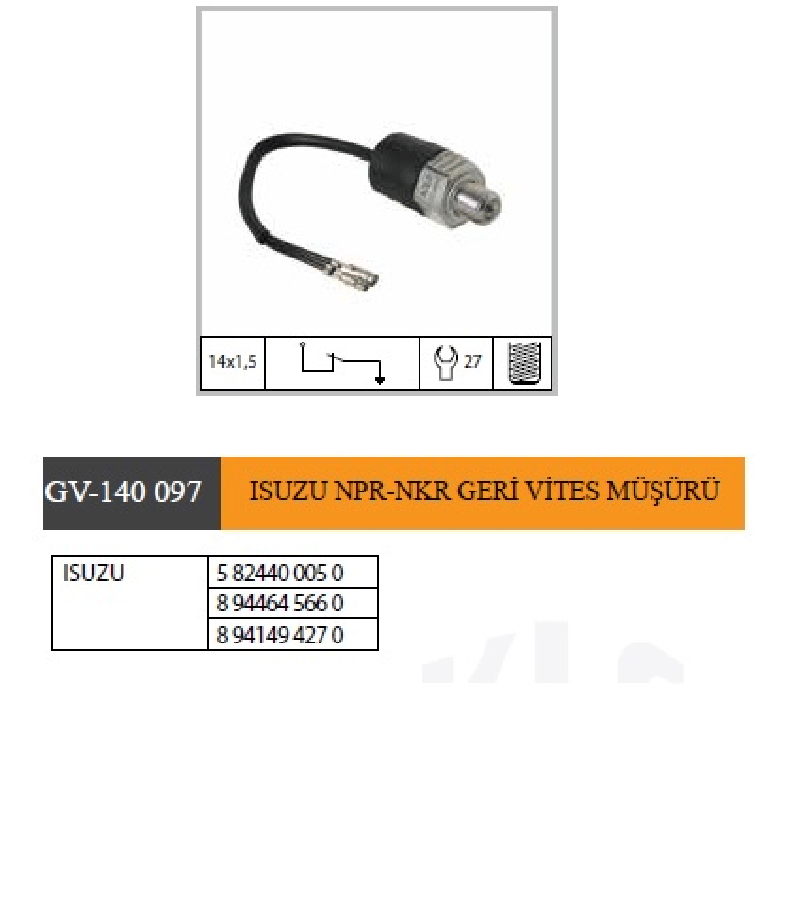 MUSUR GERI VITES ISUZU NPRNKR  5824400050 8944645660 8941494270 8944113660