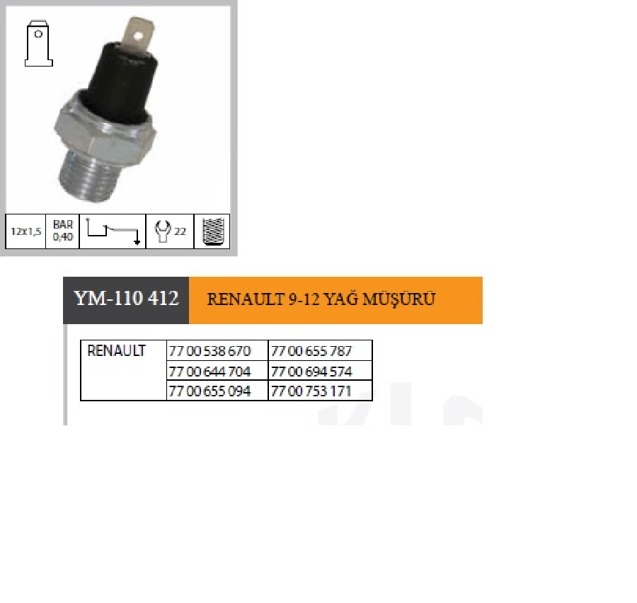 MUSUR YAG>REN9 EMREN12  7700538670 7700655787 7700644704 7700694574 7700655094 7700753171 4220161 4459907 5967744
