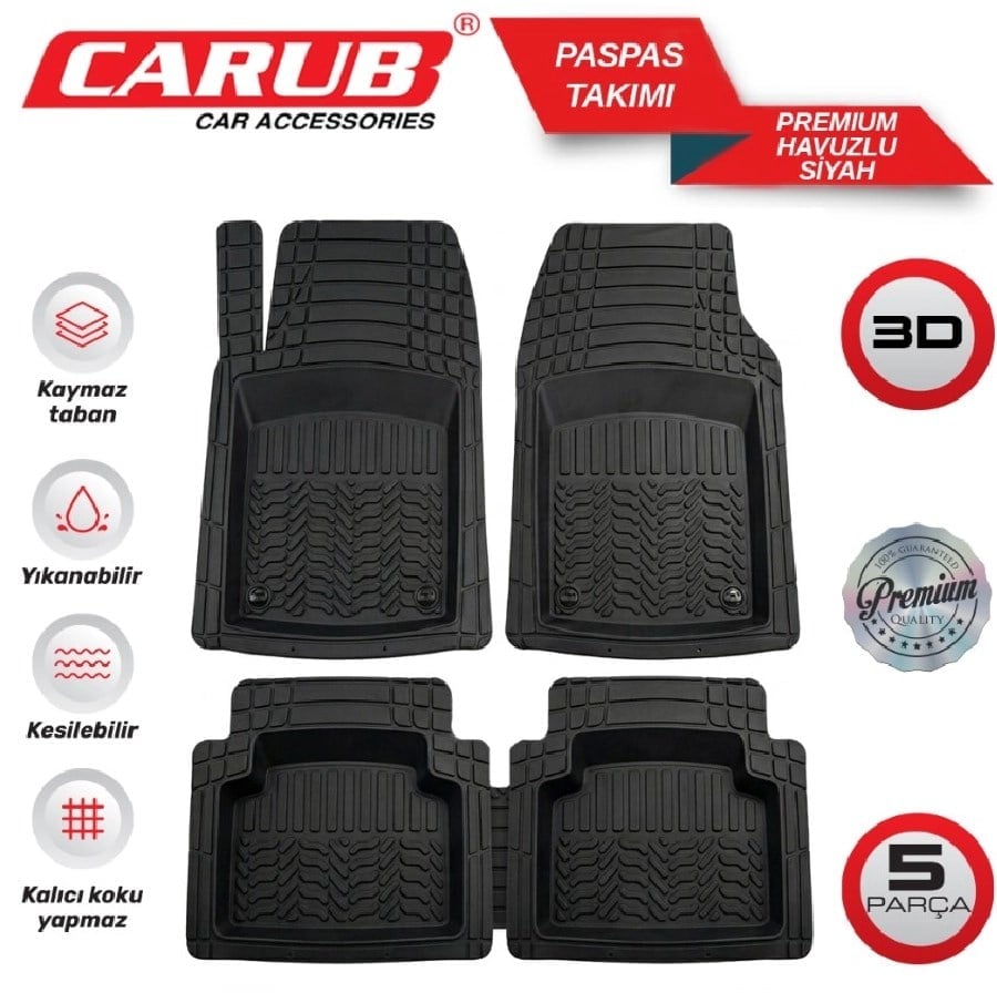 Paspas Havuzlu 3D 5 Parca Siyah Premium