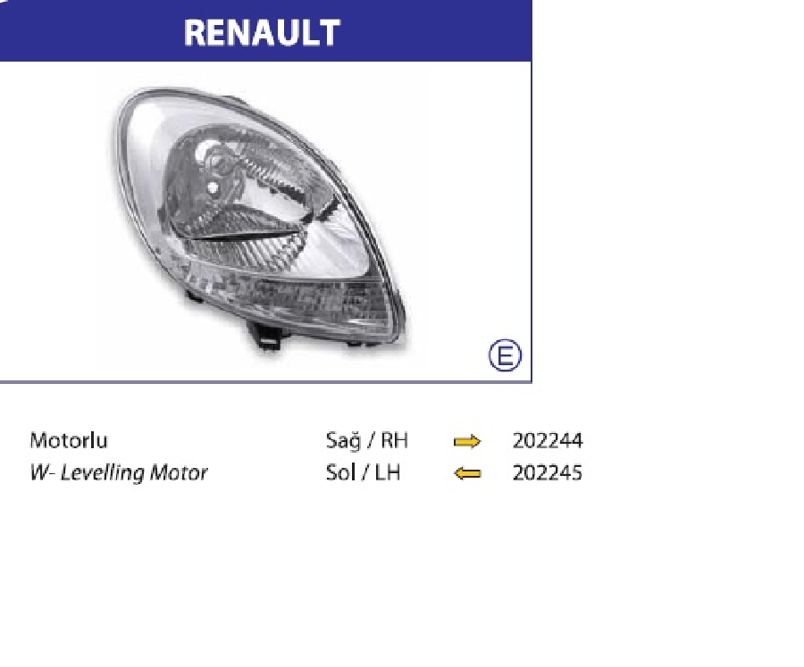 RENAULT KANGOO (20032008) FAR  MOTORLU SAG
