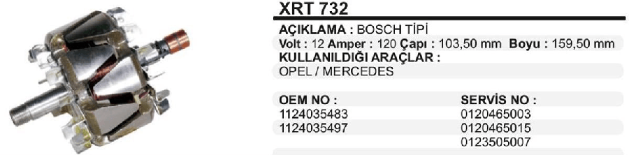 ROTOR 12V BOSCH TIP>ASTRAVECTRAOMEGA MERCEDES