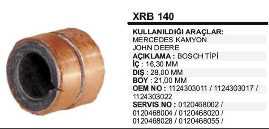 ROTOR BAKIRI BOSCH TIP MERCEDES KAMYON JOHNDEERE IC CAP:17mm DIS CAP:28mm BOY:205mm