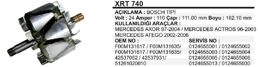 ROTOR BOSCH 24V110AAXOR/ACTROS/ATEGO