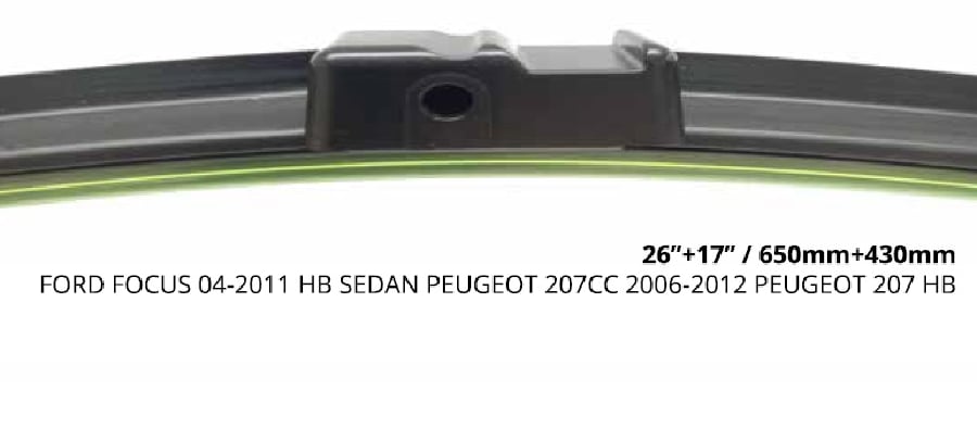 SILGI PALETI (2AD) 650 & 430mm MUZ2 >  FOCUS II HB (20042011)  FOCUS IIIII SEDAN (20042011)  FOCUS II SW (20052011)  PEUGEOT: 207 CC/HB (20062012) 207 SW (20072012)  90351