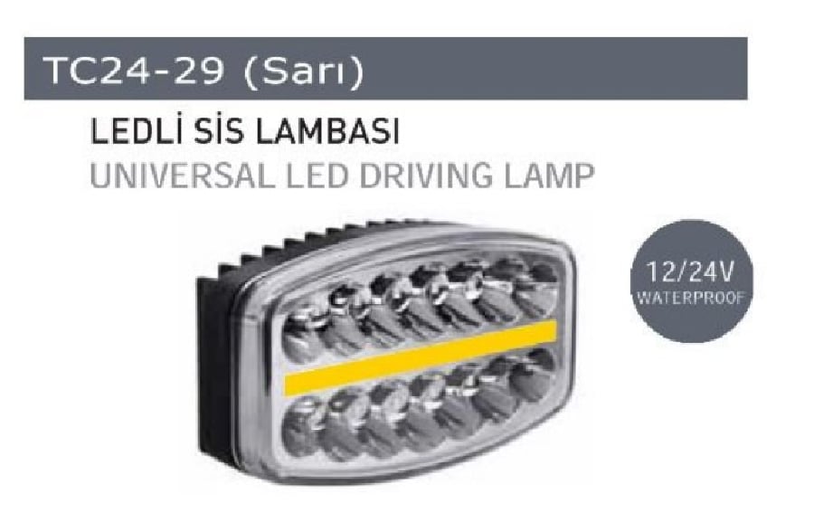 SIS LAMBASI LED 12V24V KARE SARI SERIT SU GECIRMEZ DEMMON TIP