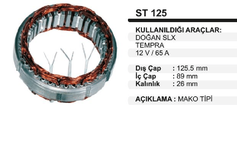 STATOR MAKO TIP 12V 65A DOGAN SLXTEMPRAUNO  RENAULT 19 KLIMALI (10070)