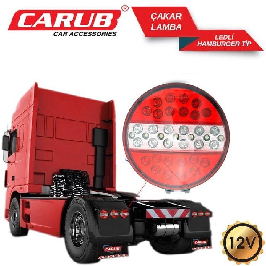 Stop Lamba Ledli STOP+PARK+SINYAL+GERI Vites 4 Fonksiyonlu Hamburger 12V