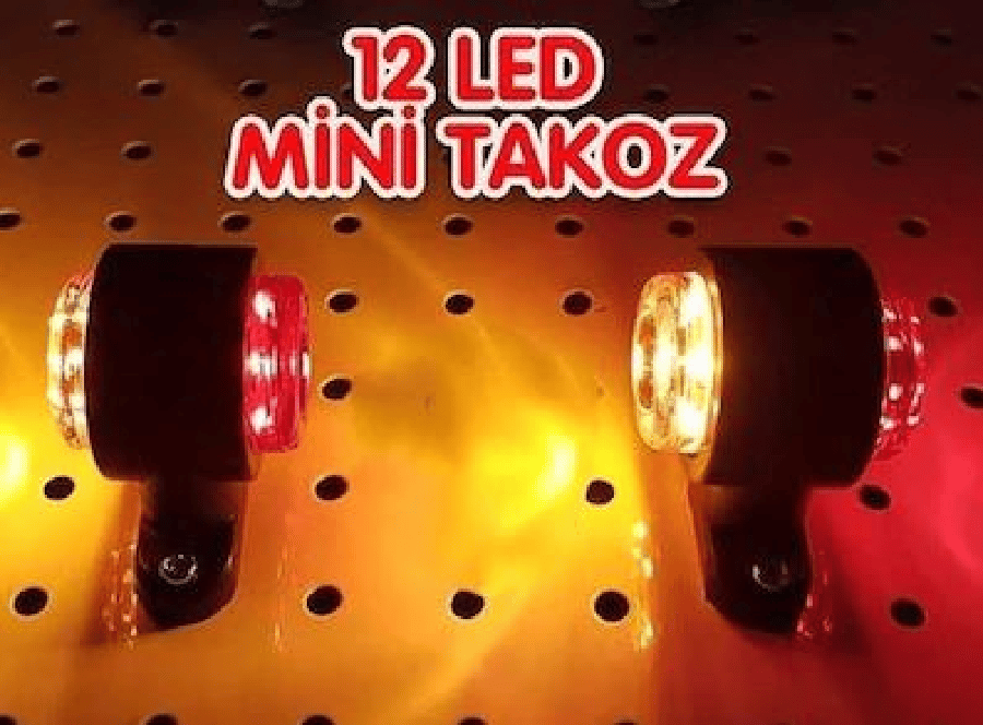 TAKOZ LAMBA MINI 6 LEDLI BUYUK TIP KIRMIZISARI 12V24V