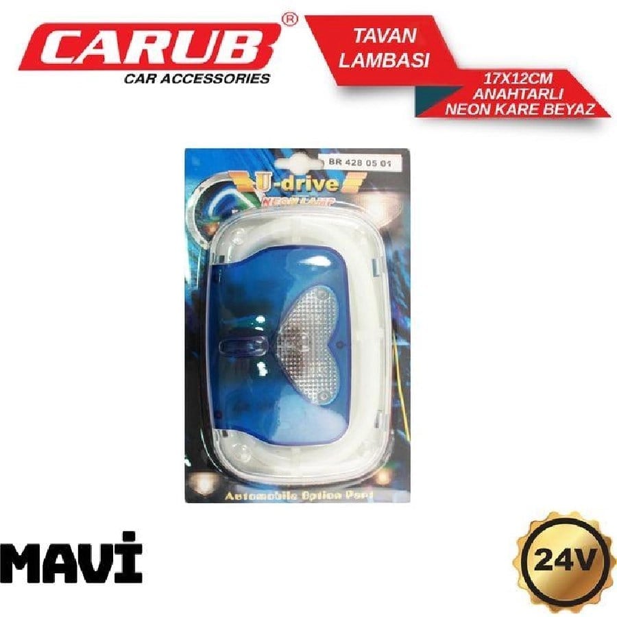 Tavan Lambasi 12V Neon Anahtarli Kare Beyaz