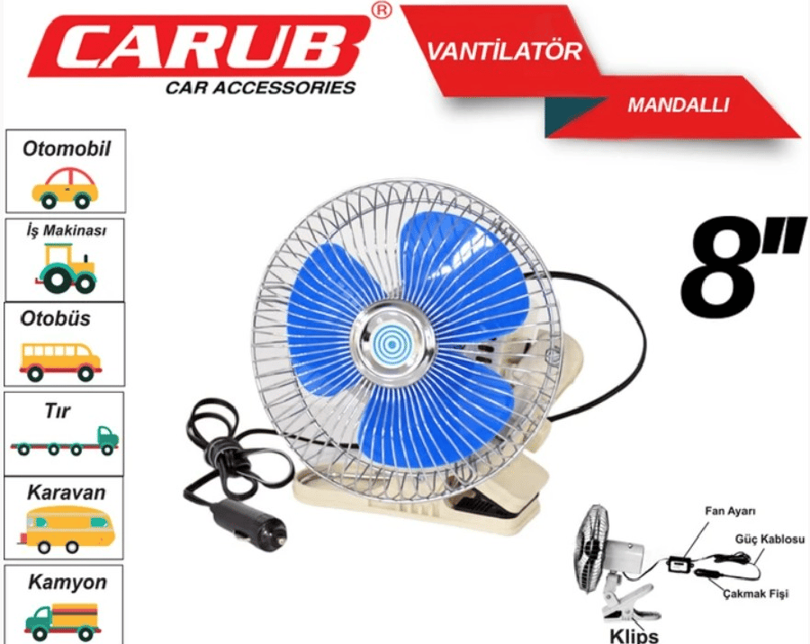 VANTILATOR 12V 8'' MANDALLI