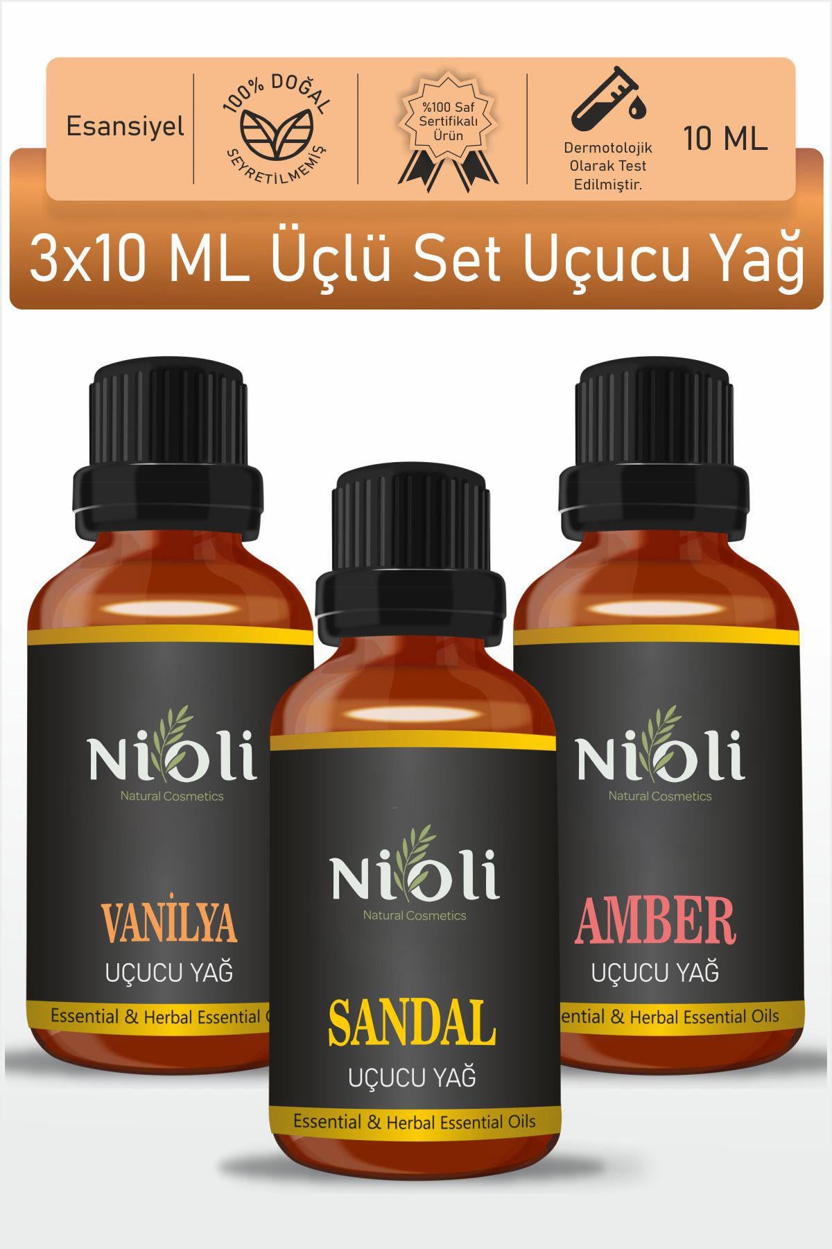 Nioli Vanilya, Sandal, Amber Esansiyel Uçucu Yağ Buhurdanlık Yağı Aromaterapi Yağı 10 ML