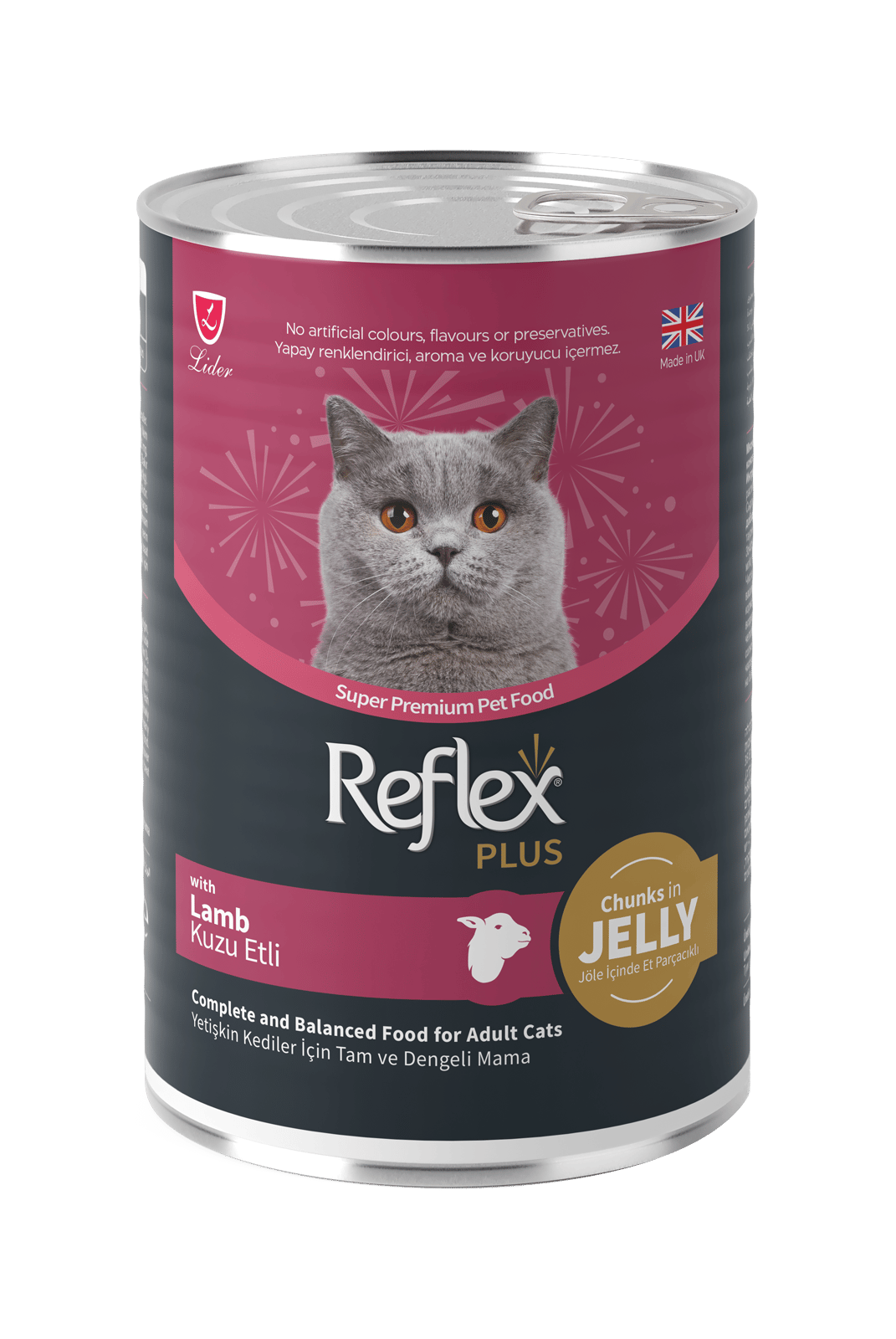  Reflex Plus Jöle İçinde Et Parçacıklı Kuzu Etli Yetişkin Kedi Maması 3X400gr