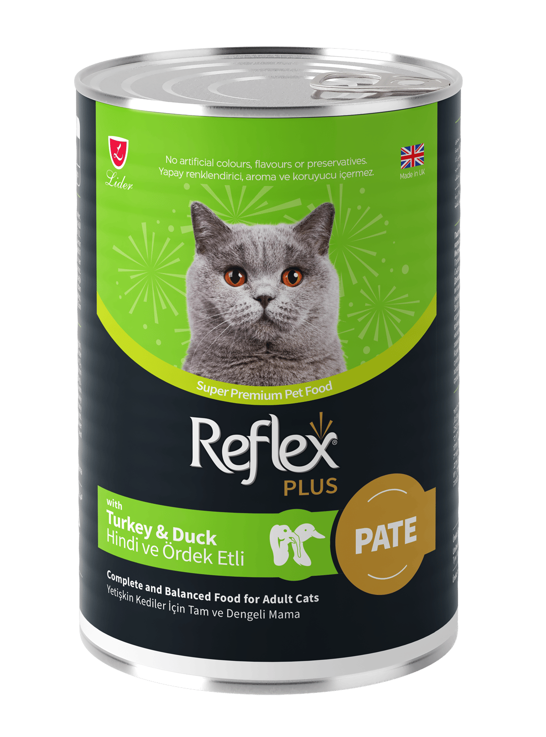 Reflex Plus Pate Hindi ve Ördek Etli Yetişkin Kedi Maması 3X395gr