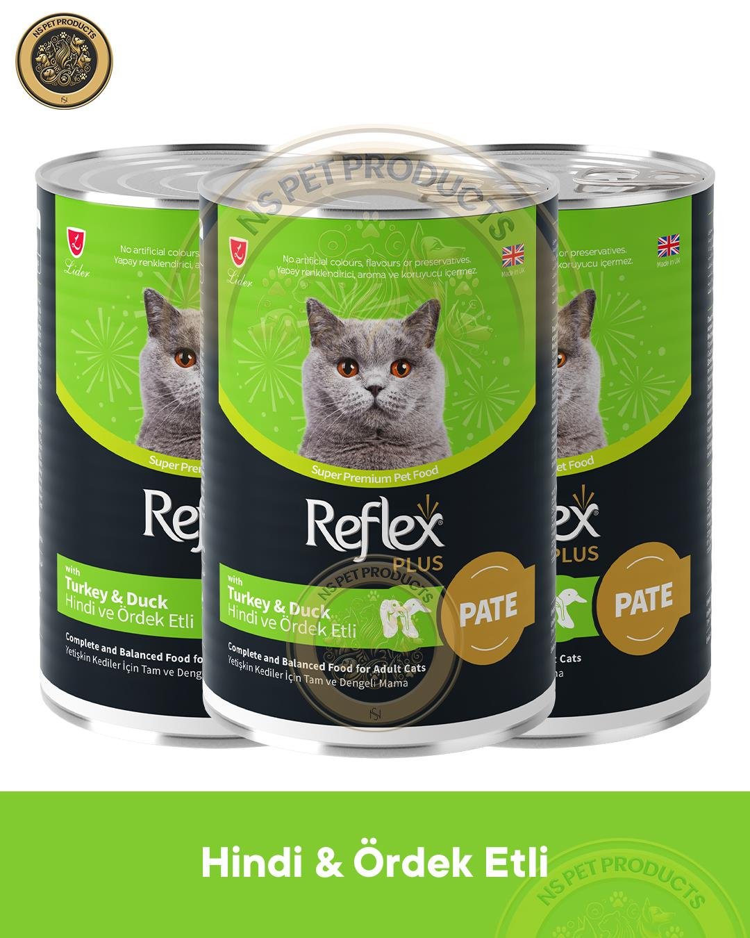  Reflex Plus Pate Hindi ve Ördek Etli Yetişkin Kedi Maması 3X395gr