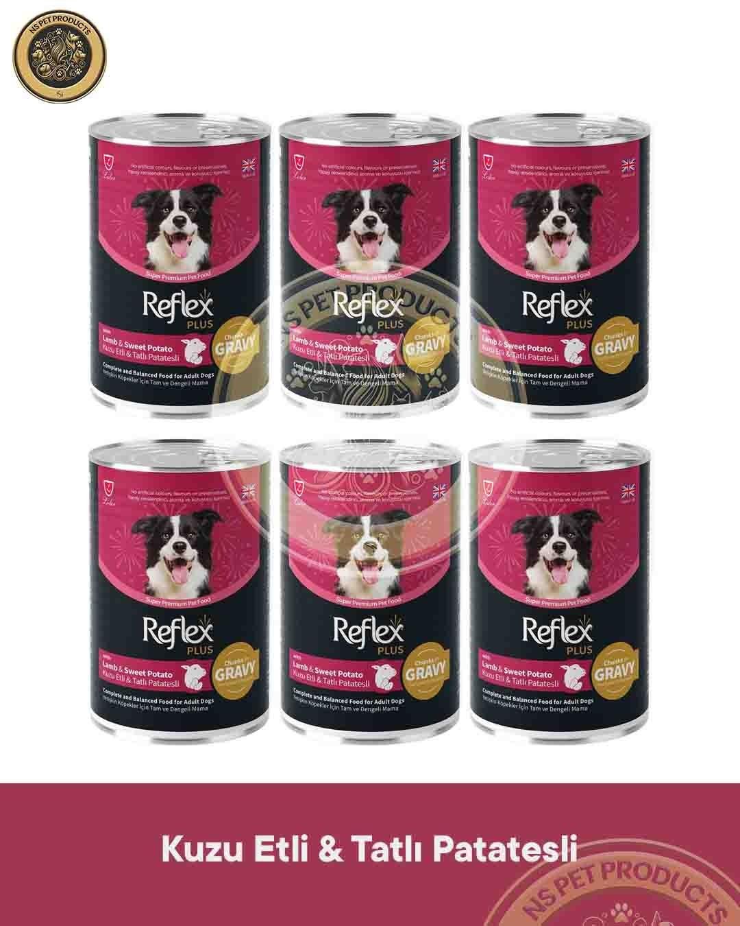  Reflex Plus Sos İçinde Et Parçacıklı Kuzu Etli ve Tatlı Patatesli Yetişkin Köpek Maması 6x400gr