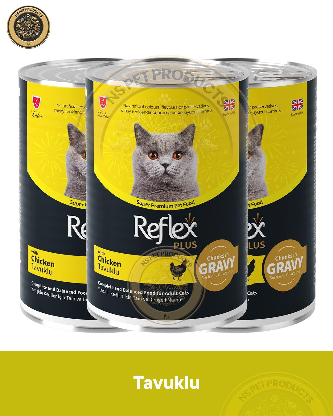  Reflex Plus Sos İçinde Et Parçacıklı Tavuklu Yetişkin Kedi Maması 3X400gr