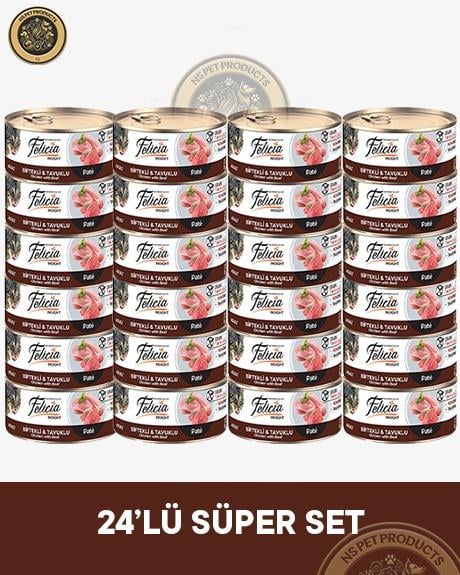 Felicia Biftekli-Tavuklu Yetişkin Kedi Konservesi 24x85gr