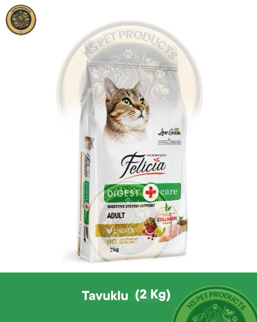 Felicia Digest Care Adult Chicken-Collagen 2kg (Az Tahıllı & Hipoalerjenik Tavuk Etli Yetişkin Kedi Maması)