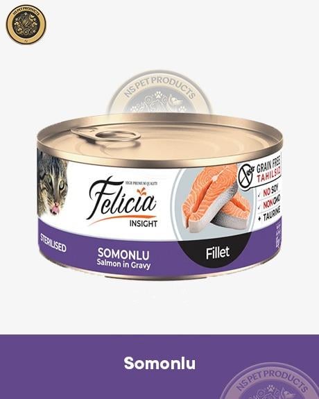 Felicia Kısırlaştırılmış Biftekli-Somonlu Yetişkin Kedi Konservesi 12x85gr