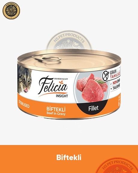 Felicia Kısırlaştırılmış Biftekli-Somonlu Yetişkin Kedi Konservesi 24x85gr