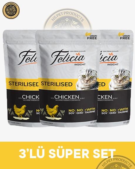 Felicia Pouch Kısırlaştırılmış Tavuklu Yaş Kedi Maması 3x85gr