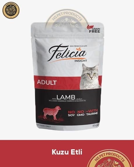 Felicia Pouch Kuzu-Somon-Tavuk Yaş Kedi Maması 9x85gr