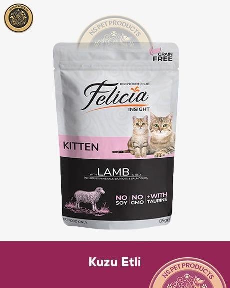 Felicia Pouch Yavru Kuzu-Tavuk Yaş Kedi Maması 6x85gr