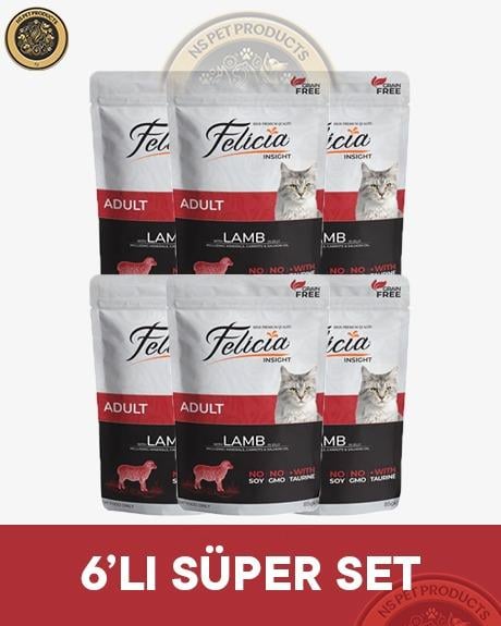 Felicia Pouch Yetişkin Kuzu Etli Yaş Kedi Maması 6x85gr