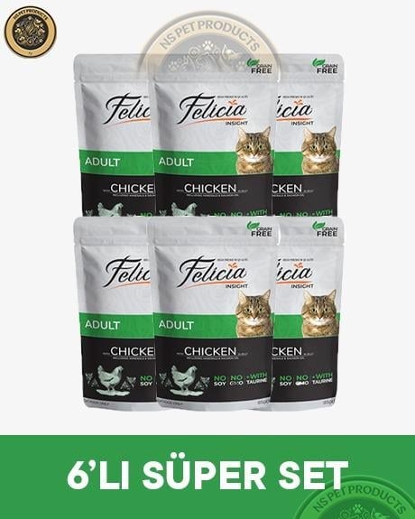 Felicia Pouch Yetişkin Tavuklu Yaş Kedi Maması 6x85gr