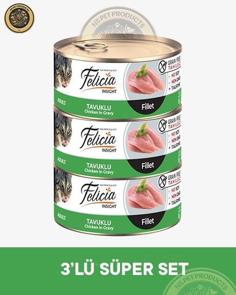 Felicia Tavuklu Fileto Yetişkin Kedi Konservesi 3x85gr