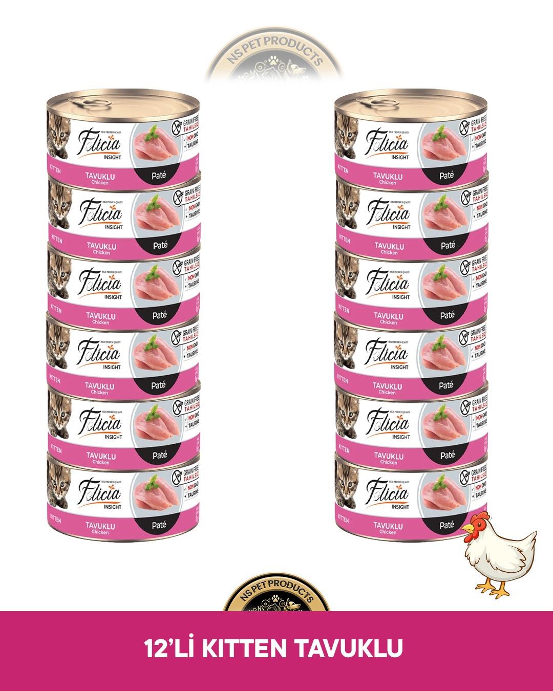 Felicia Tavuklu Pate Kıyılmış Yavru Yaş Kedi Maması Seti 12x85 gram