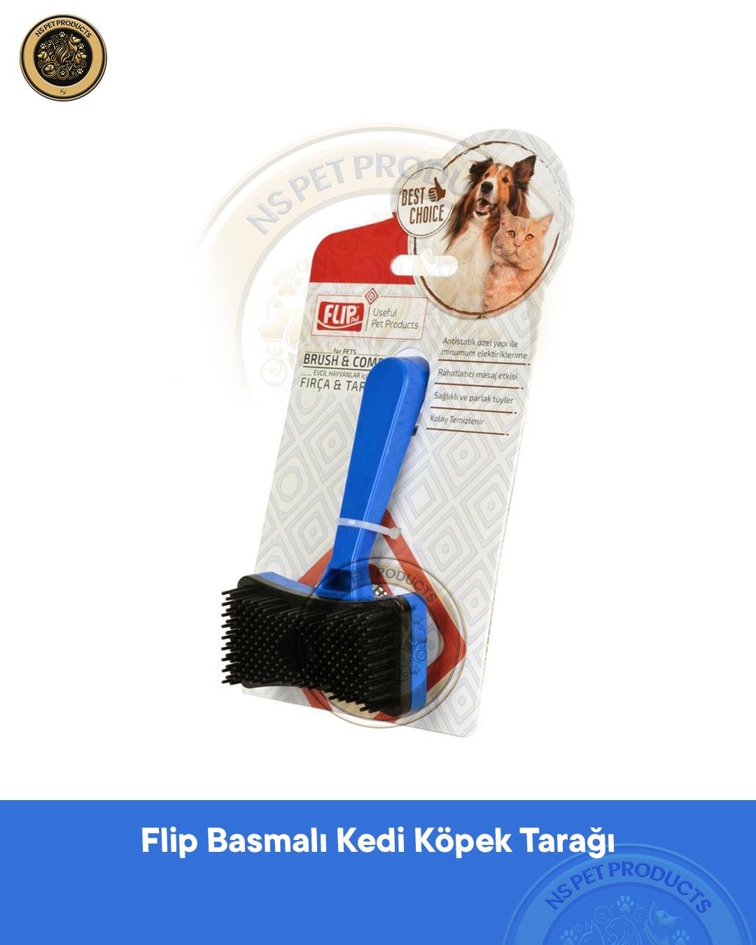 Flip Basmalı Kedi Köpek Tarağı 