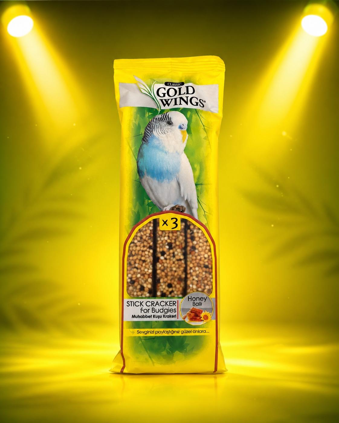 Gold Wings Classic Muhabbet Kuşu Krakeri Ballı 3'lü Paket