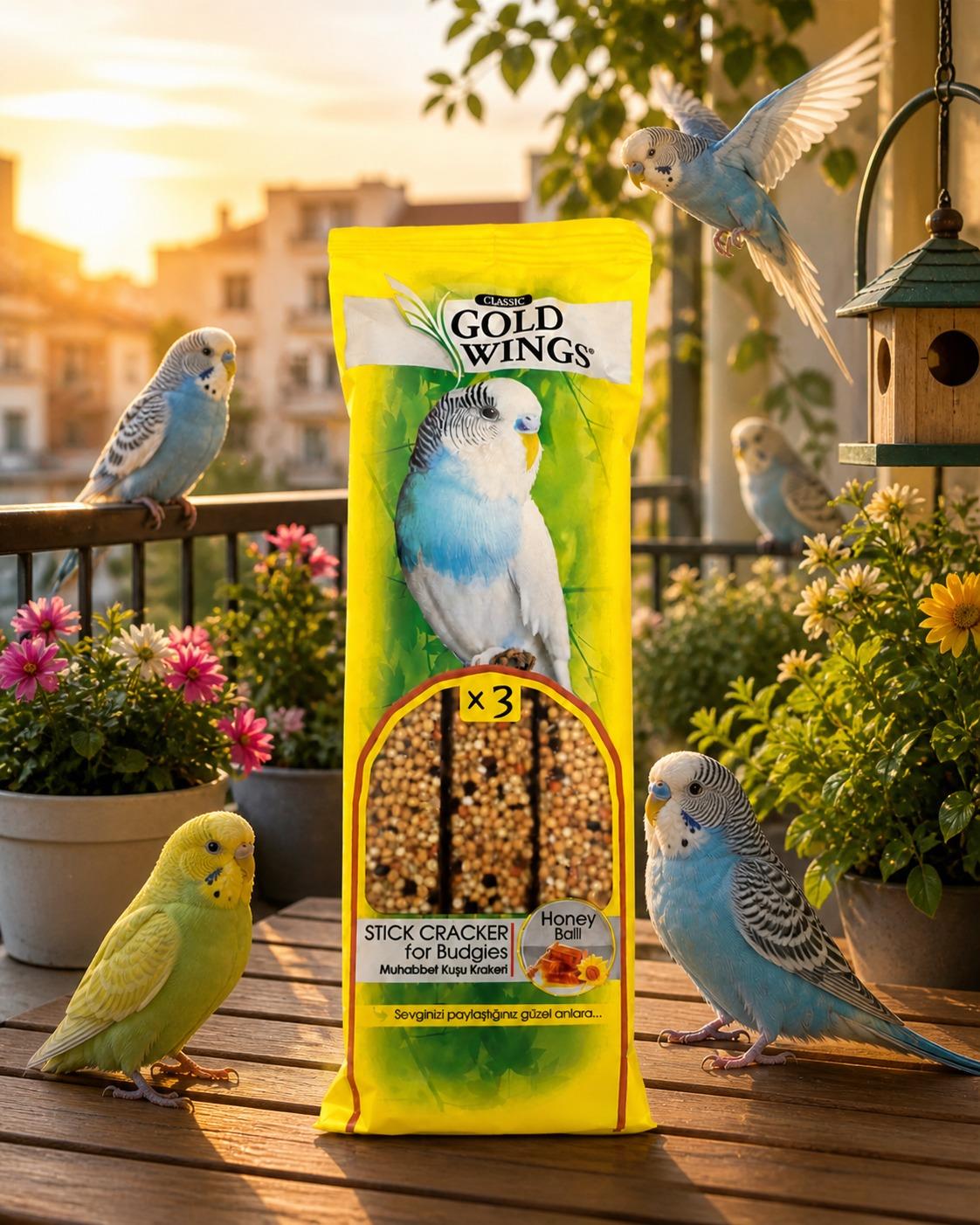 Gold Wings Classic Muhabbet Kuşu Krakeri Ballı 3'lü Paket