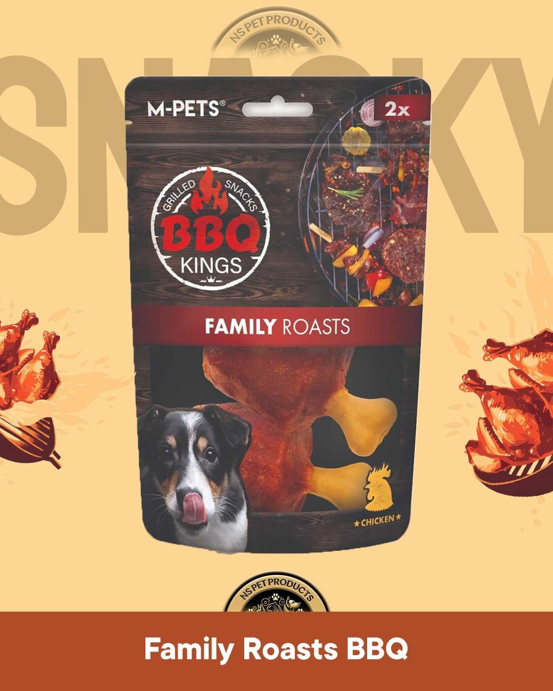 M-Pets Bbq Kings Family Roasts Chicken - Tavuklu Köpek Ödül Maması 105 gr