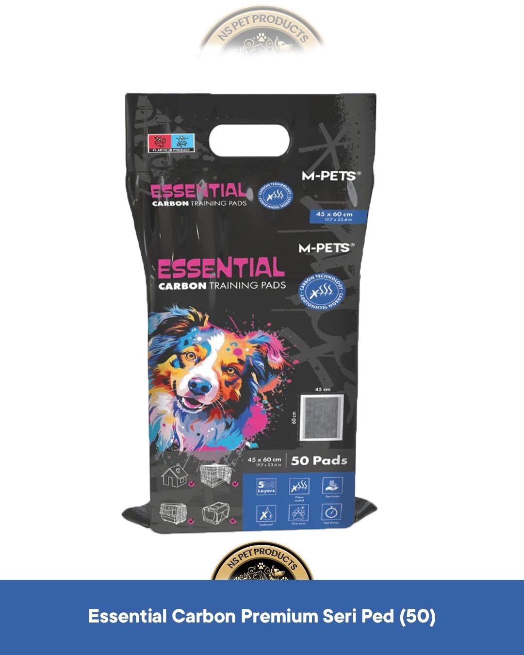 M-Pets Essential Carbonlu Yapışkanlı Çiş Pedi 45x60 cm 50'li – Köpek Pedi