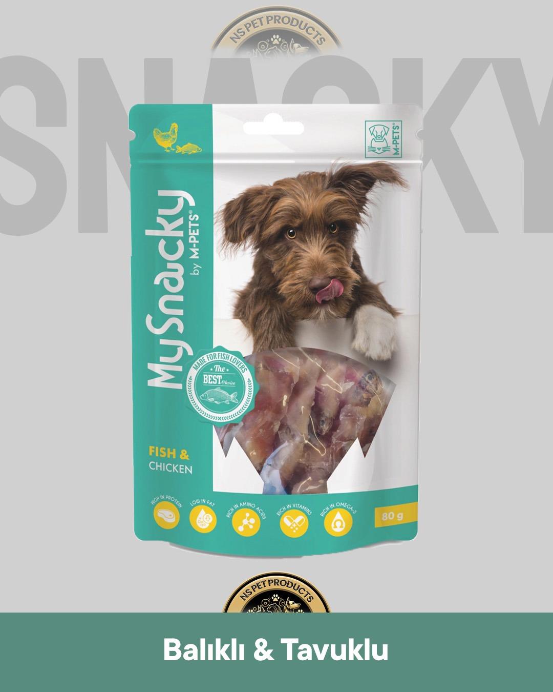 M-Pets My Snacky Fish & Chicken & Balıklı - Tavuklu Köpek Ödül Maması 80 gr