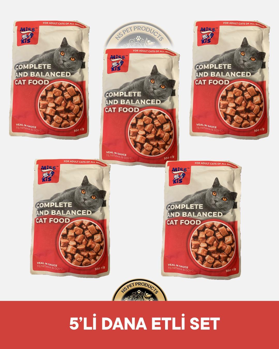 Miss Kis Premium Pouch Dana Etli Yetişkin Kedi Konservesi 5x100 gr