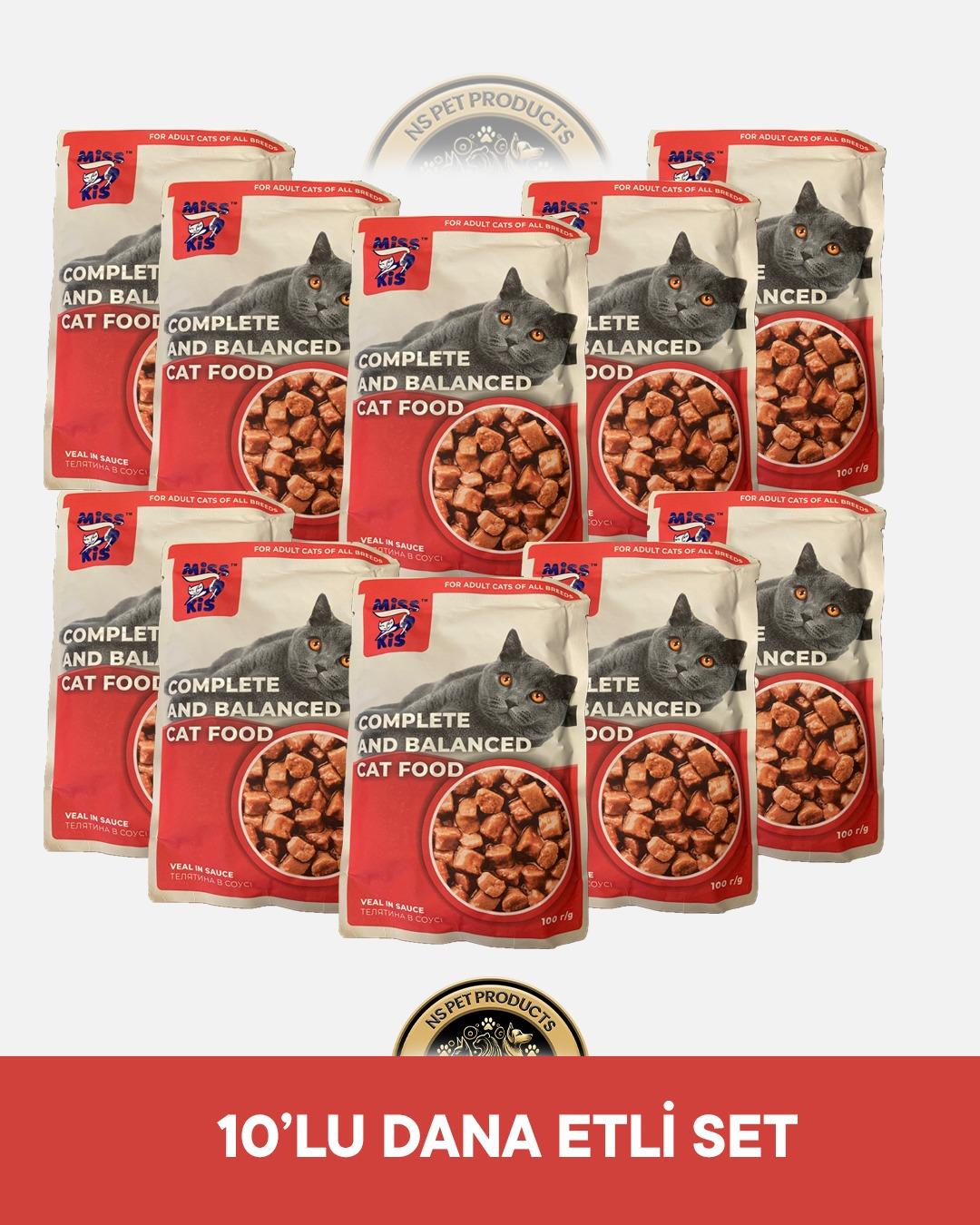 Miss Kis Premium Pouch Dana Etli Yetişkin Kedi Konservesi 10x100 gr