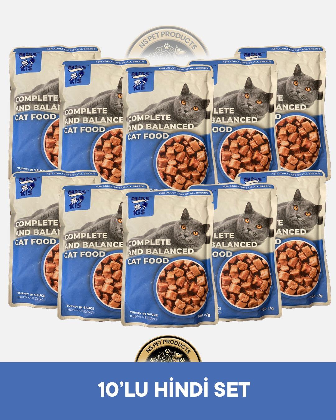 Miss Kis Premium Pouch Hindi Etli Yetişkin Kedi Konservesi 10x100 gr
