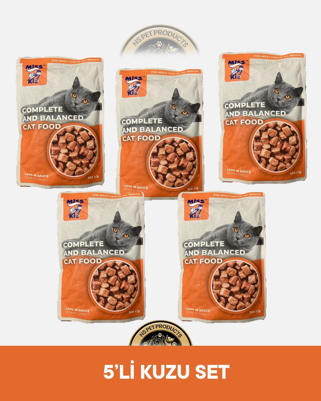 Miss Kis Premium Pouch Kuzu Etli Yetişkin Kedi Konservesi 5x100 gr