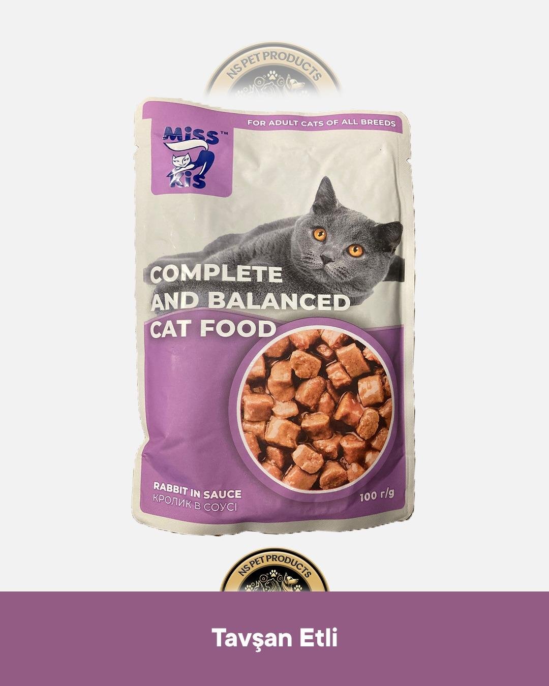 Miss Kis Premium Pouch Tavşan,Kuzu,Hindi,Dana,Tavuklu Yetişkin Kedi Konservesi 100 gr