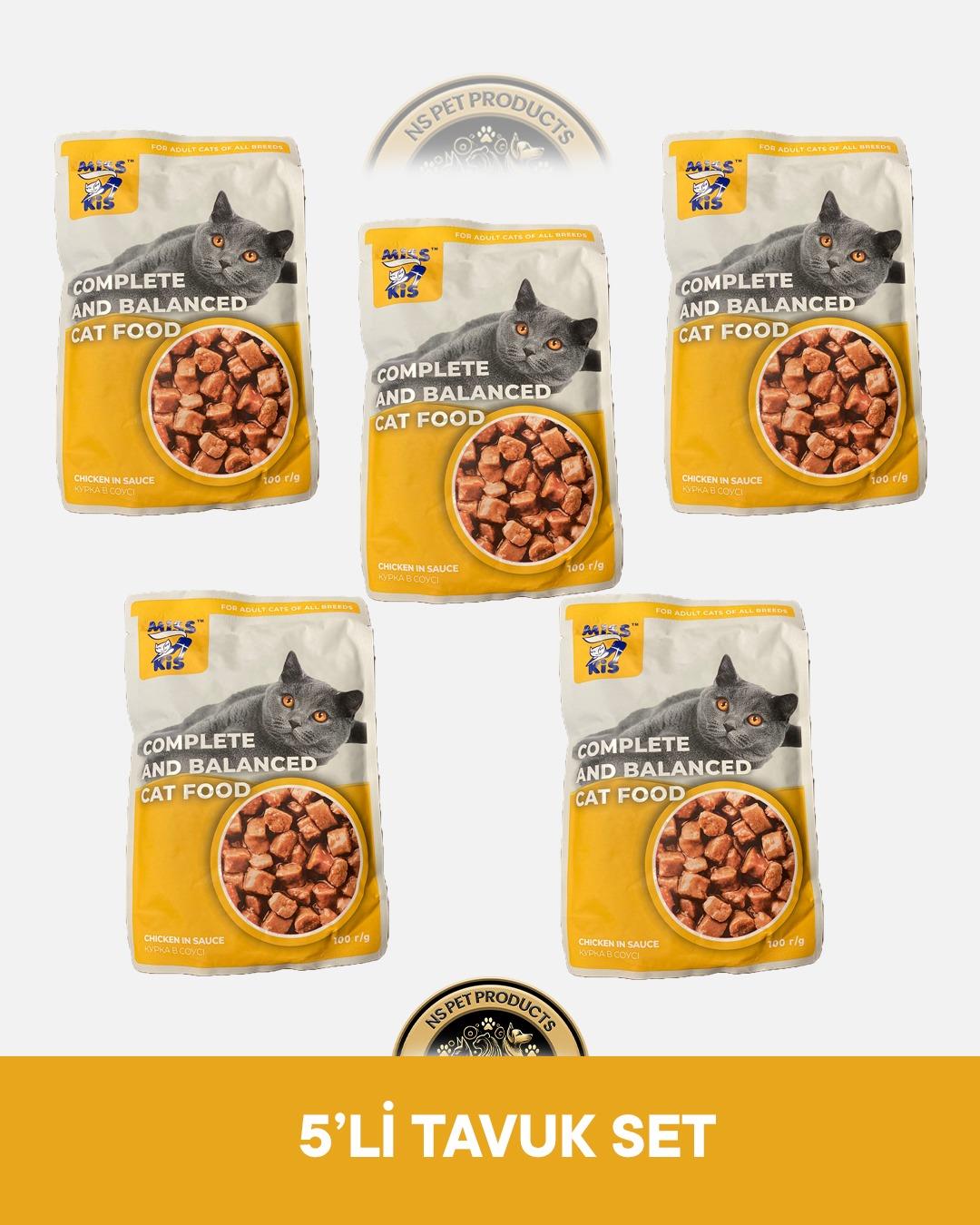 Miss Kis Premium Pouch Tavuklu Yetişkin Kedi Konservesi 5x100 gr