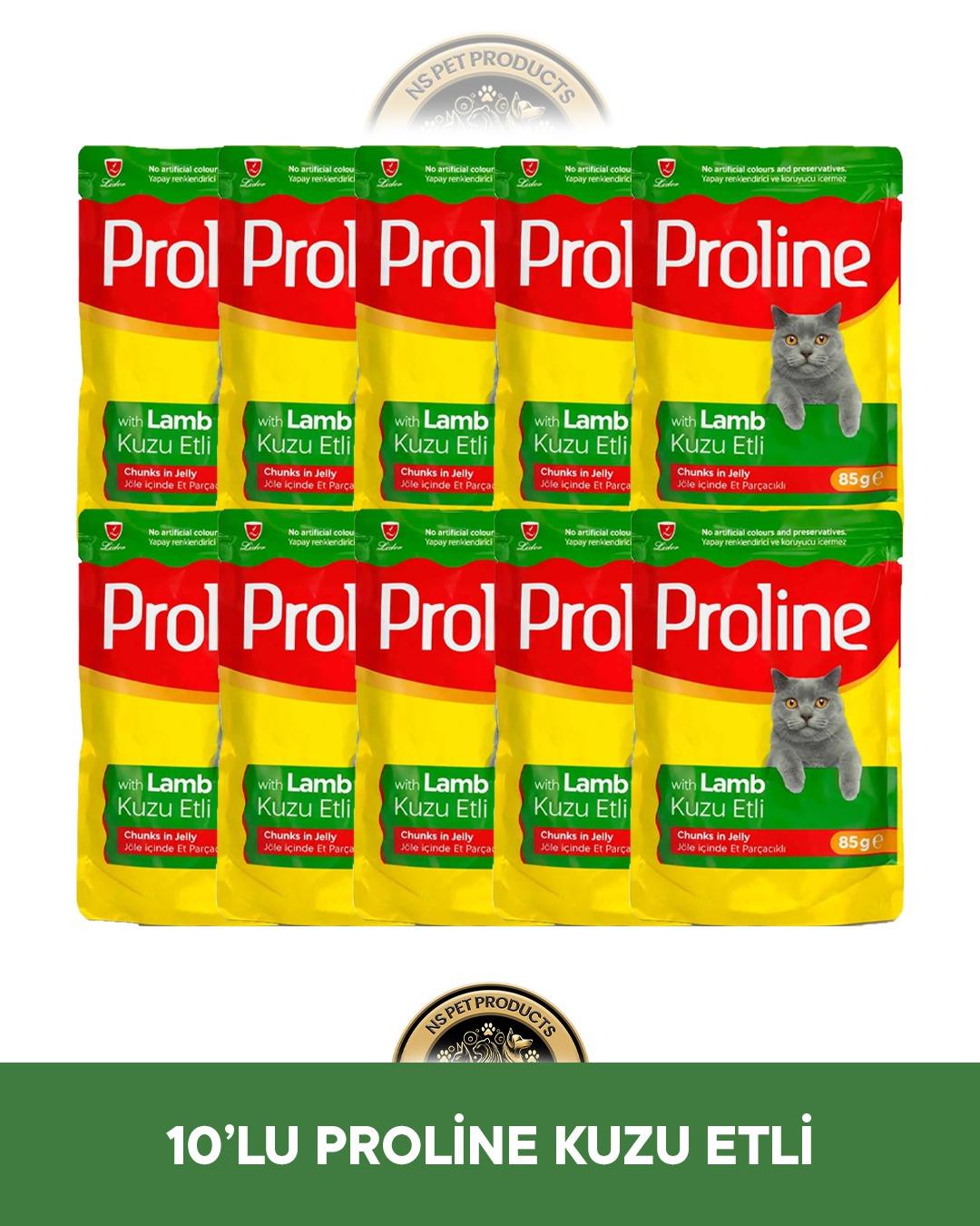 Proline Pouch Jelly Jöle İçinde Et Parçacıklı Kuzu Etli Yaş Kedi Maması Seti 10x85 gr