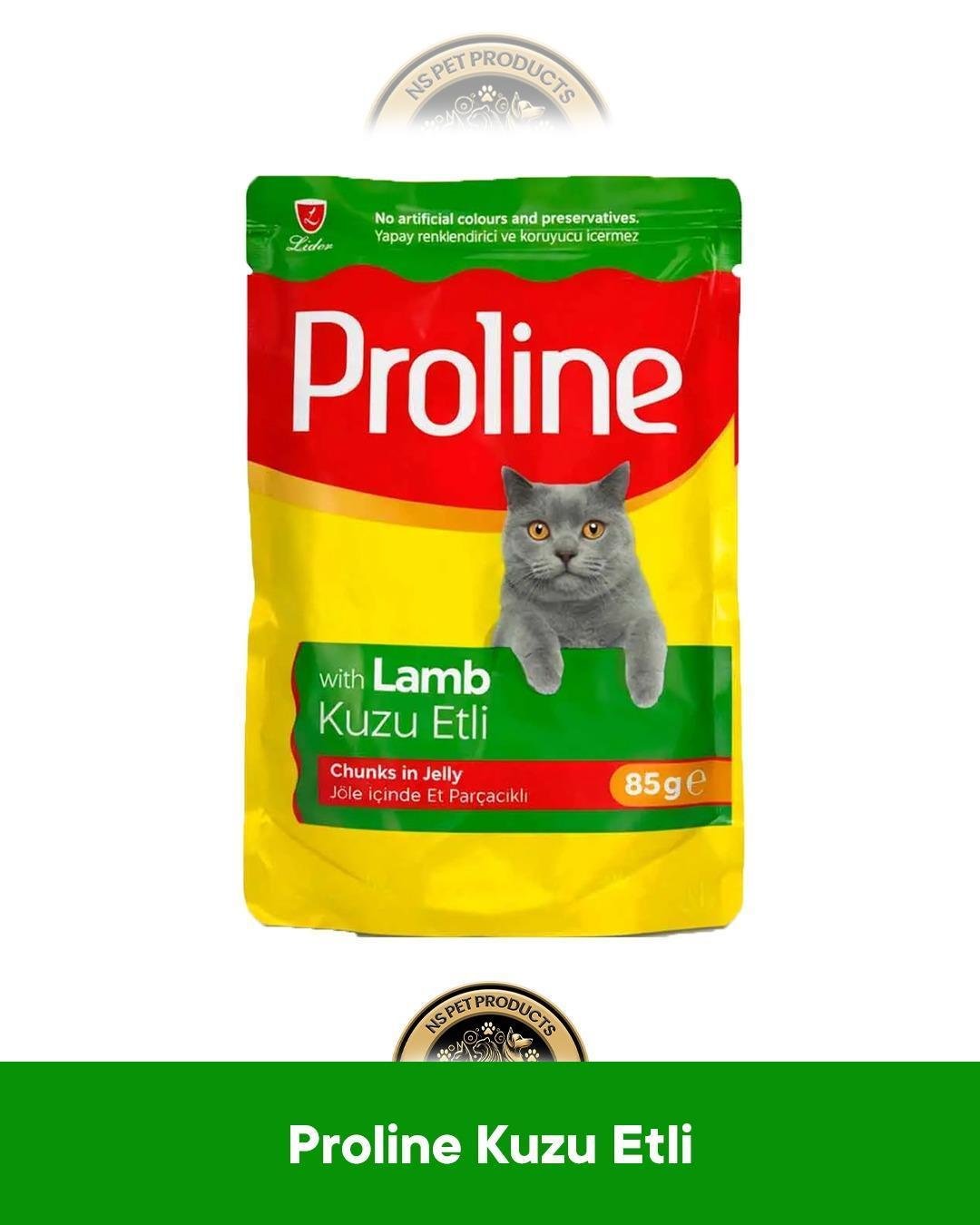 Proline Pouch Jelly Jöle İçinde Et Parçacıklı Kuzu Etli Yaş Kedi Maması Seti 5x85 gr