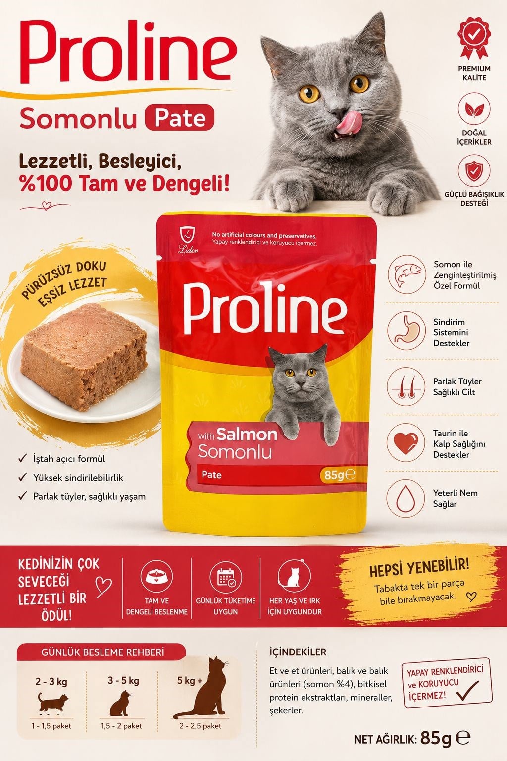 Proline Pouch Pate Somonlu Yaş Kedi Maması 85 gr