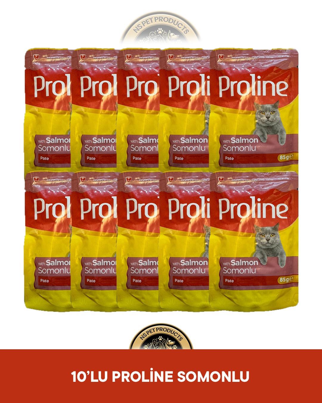 Proline Pouch Pate Somonlu Yaş Kedi Maması Seti 10x85 gr