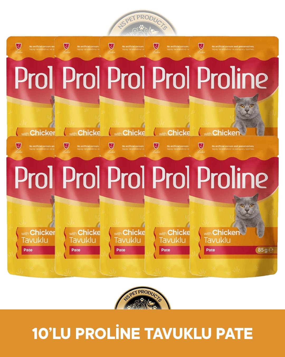 Proline Pouch Pate Tavuklu Yaş Kedi Maması Seti 10x85 gr