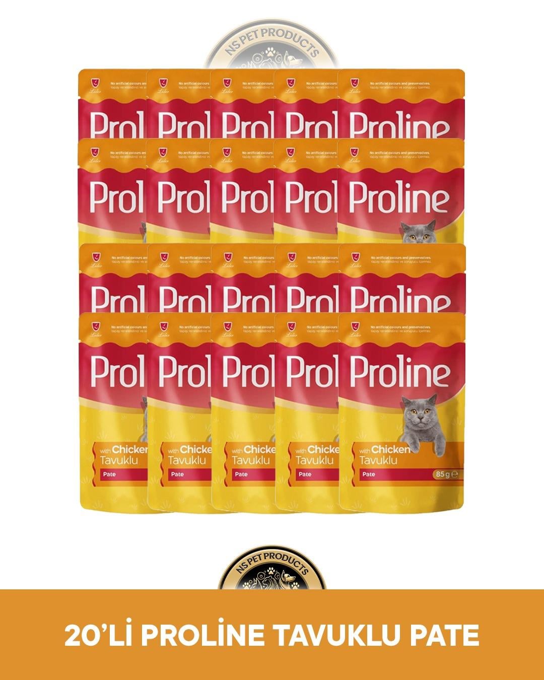 Proline Pouch Pate Tavuklu Yaş Kedi Maması Seti 20x85 gr